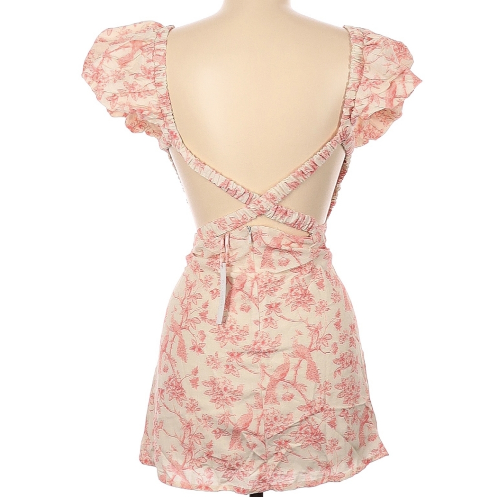 Krewe Du Q Rhodes Floral Mini Dress Tea Party Cocktail Coquette Puff Sleeve - Picture 2 of 8